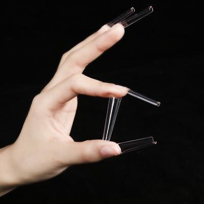 China Meaterial Beauty Eco-Friendly Super Clear Easy Apply Long Half Cover Coffin Nail Tips With #0 To #11 for sale