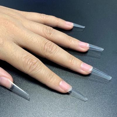 China Professional 500 Clear Curve Eco-Friendly Clear Curve Fake Nail Meaterial Tricks Medium Seamless Coffin Of Pcs c for sale