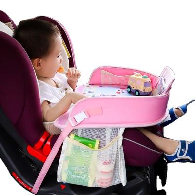 China Waterproof Safety Seat Tray Toy Food Drink Painting Cardboard Car Baby Seat Cartoon Table Child Carriage Holder for sale