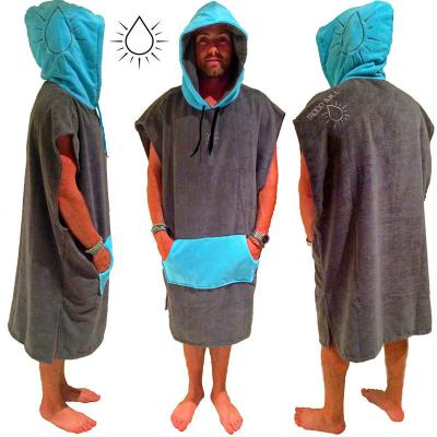 China QUICK DRY Extra Large Microfiber Beach Towel Long Robe Chunky Hooded Changing Poncho for sale