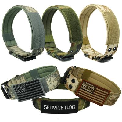 China ArmyGreen Military Adjustable Dog Padded Tactical Collar with Metal D-Ring for sale