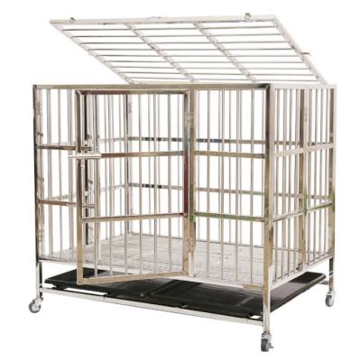 China Wholesale Stainless steel Pet Dog Crate Durable Outdoor Large Folding Pet Dog Cage for sale