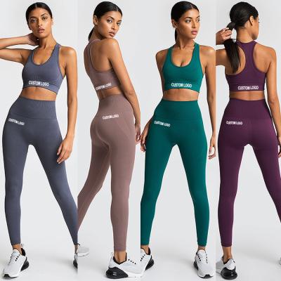 China 2022 Breathable Fitness Wear Sports Yoga Bra And Leggings Set Custom Workout Apparel Yoga Equipment For Women for sale