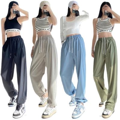 China Anti-pilling 4 Color Nylon Quick-Drying Sports Pants Women's Summer Sweatpants Loose Casual Pants Wide-Leg Pants Streetwear Ladies Trousers for sale