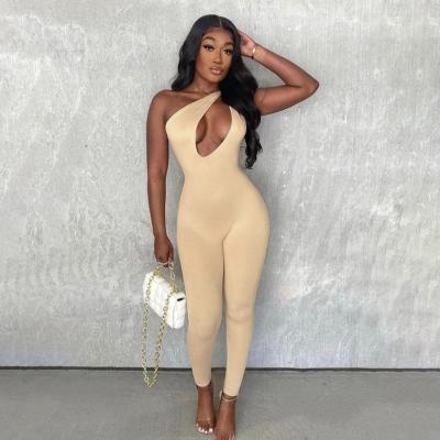 China Breathable Cavity Stretch Summer Asymmetric Sleeveless Tights In Solid Color Women Overalls 2022 for sale