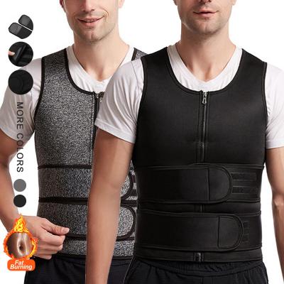 China Breathable Custom Logo Double Belt Neoprene Shaper Vest Slimming Zipper Waist Trainer Shapewear Men Sauna Sweat Vest for sale