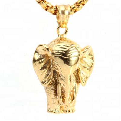 China 2019 Fashion Mens Stainless Steel Design 18kt Gold Elephant Necklace Animal Jewelry Elephant Necklace for sale