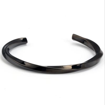 China Black Bar Bracelet Fashion Mens Jewelry Stainless Steel Screw Bar Shaped Cuff Bangle Bracelet for sale