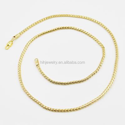 China Spiral Chain 3mm Men's Chain 18k Gold Plating Stainless Steel Metal Neck Necklace Chain for sale