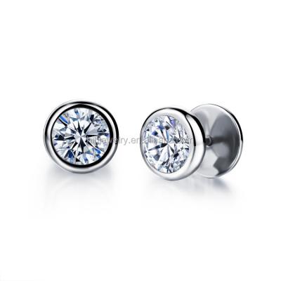 China Newest Fashion Stainless Steel Round Zircon Diamond Stud Earrings Jewelry Accessories For Men for sale