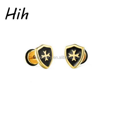 China 2017 latest men's gold earring new men's earring designs Georges Michael's cross earring for sale