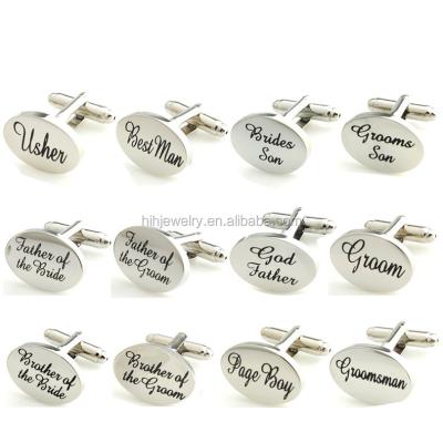 China Custom Cufflinks Blank Groom Oval Custom Men's Wedding Logo Stainless Steel Cufflinks for sale