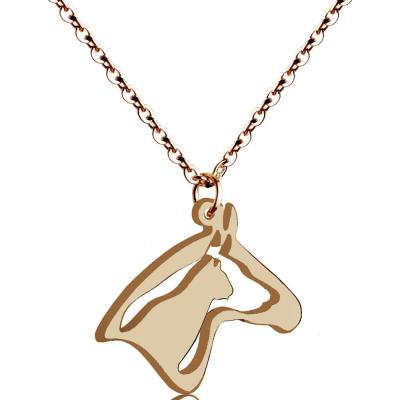 China Fashion Unique Custom Design Stainless Steel Horse Head Pendant Designs Cat In Horse Charm Necklace for sale