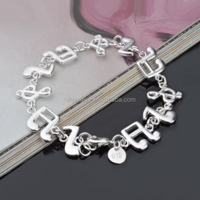 China CLASSIC Friendship Jewelry Musical Note Symbol Charms Brass Silver Plated Bracelet for sale