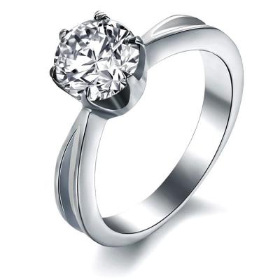 China Best Selling Stainless Steel Jewelry White Gold Plated Ring Girlfriend Crystal Ring for sale