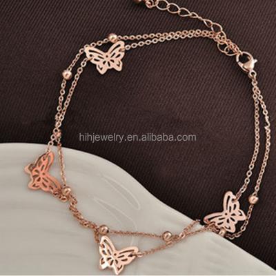 China 2016 new design stainless steel chain butterfly lady jewelry china anklet bracelet wholesale for sale