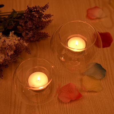 China Nordic Home Decoration Round Crystal Transparent Candle Holder Romantic Candlelight Dinner Decorations for sale