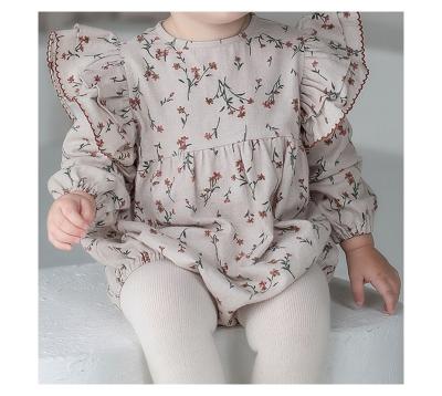 China 2022 Spring Autumn Version Korean Baby Short Sleeeves - Long Sleeve Infant Babies Cotton Doll Collar Overalls Floral Romper Onesie for sale