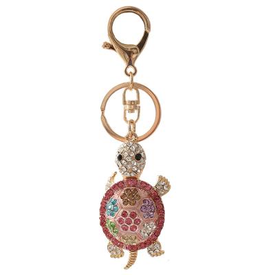 China Tortoise fashionable cute creative metal diamond decoration central institute of statistics color pendant car home ignition key pendant cute chain for sale