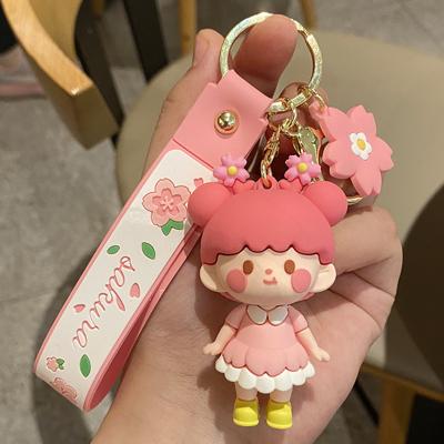 China Creative Cute Pink Car Backpack Cartoon Key Chain Girl Decoration Manufacturer Direct Selling Home Lighting Cherry Key Chain Pendant for sale