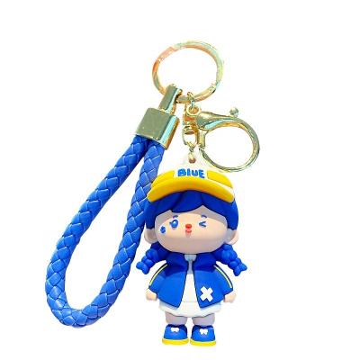 China Wholesale Hot Selling Hot Selling Ignition Doll Gift CIA Decoration Couples Key Chain Cartoon Boy Girl Creative Doll Bag Blue Small Doll Gift Pendant for sale