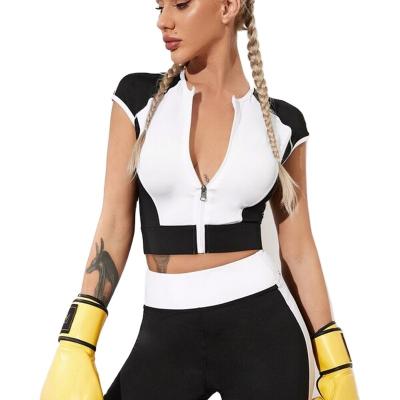 China Custom Made Sexy Breathable Zipper Top Fits Tummy Control Elastic High Quality Stretch Breathable Active Workout Apparel for sale