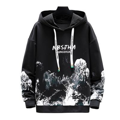 China 2022 Custom Logo Design Fashion Pattern Print Mens Streetwear Drawstring Pullover Sweatshirt Anti-Shrink Hoodies for sale