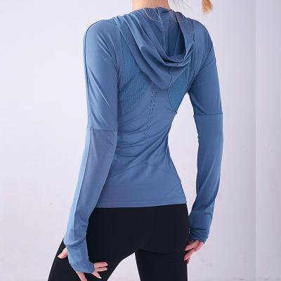 China Breathable OEM Customized Gym Activewear Women Thumb Hole Seamless Breathable Quick Dry Running Yoga Sports Hoodies for sale