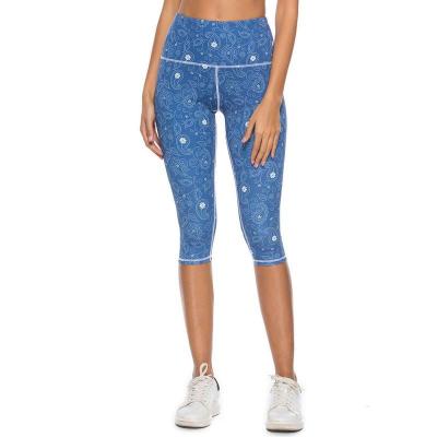 China Yoga High Stretch Breathable Quick Dry Durable Fashion Anti Bacterial Printed Compressed Pants for sale