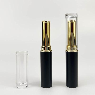 China Make Up Cosmetic Empty Lipstick Container Transparent Black Gold Glitter Lipstick Tube Packaging for sale