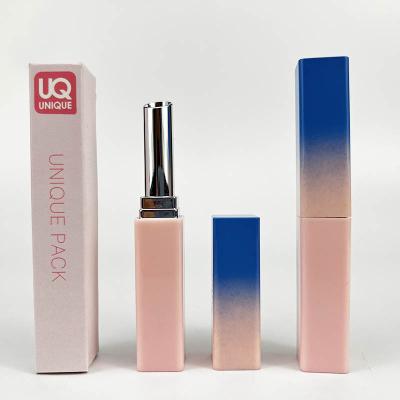 China Custom Unique Logo Cosmetic Empty Cosmetic Packaging Private Label Slim Square Lipstick Tube for sale