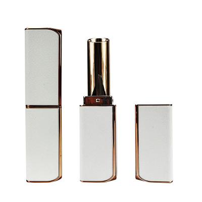 China Cosmetic empty lipstick containers and square luxury leather pink gold lipstick packaging tube for sale