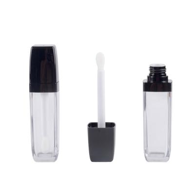 China Cosmetic Screen Printing Netting Hot Stamping Square Shape Clear Custom Lip Gloss Tubes for sale