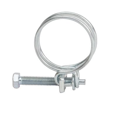 China Stainless steel New Arrival Tension Clip Blue And White Zinc Adjustable Double Wires Hose Clamp for sale