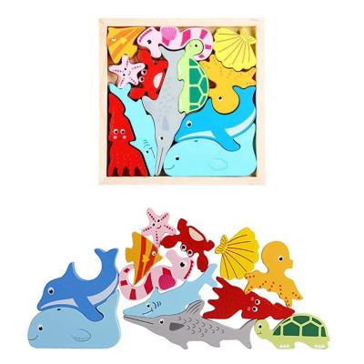 China Toy Bemay Toys Wooden Educational Sorting and Stacking Jigsaw Puzzles Wooden Animal Toys Balance Toys for Children for sale