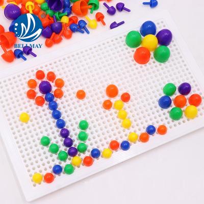 China Mushroom Nails Plate Educational Pegboard Toys Bemay Toy Mushroom Nails Plate Toys Peg Jigsaw Puzzle Creative Mosaic Toys for sale