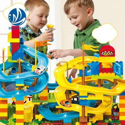 China Bemay Toy 195PCS Construction Toy Rage Runner Descender Track Educational Toy Block DIY Plastic Toy Block For Children for sale