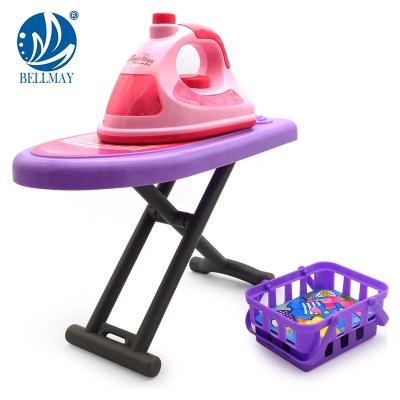 China Bemay Toy Intelligent Toy Multifunctional Battery Operated Ironing Board Toy Light Set With Music And Clothing Ironing Board for sale