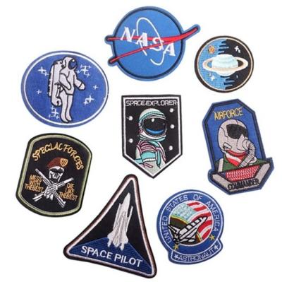 China Promotion Sustainable Sale Wholesale Bulk Round UFO Embroidered Iron On Diver Air Force Patches For Astronaut Clothing DIY Badges for sale