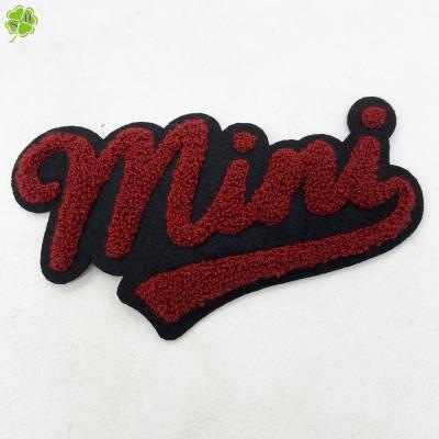 China custom 3D iron on embroidery towel chenille patches for clothing for sale