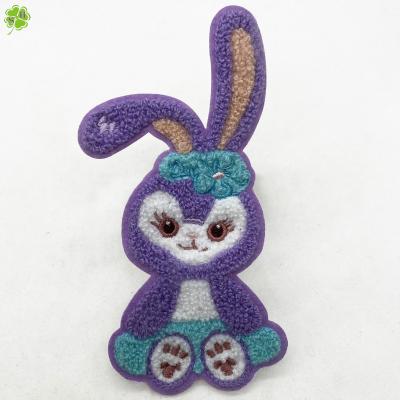 China 3D Chenille Custom Patches Custom Design Rabbit Shape Felt Embroidered Patch for sale