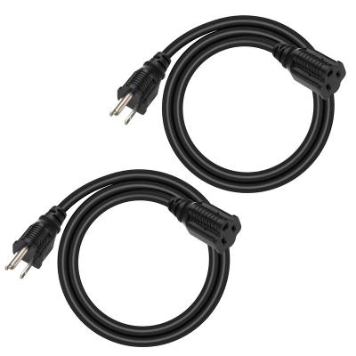 China Home Appliance 2 Pack 3 A.W.G. Waterproof Power Cable 16 Foot Extension Cord SJTW For Indoor Outdoor Use for sale