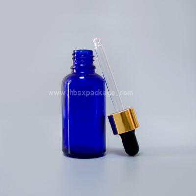 China SXB-05 30ml  glass essential oil bottle blue glass bottle clear with eye dropper with tamper for sale