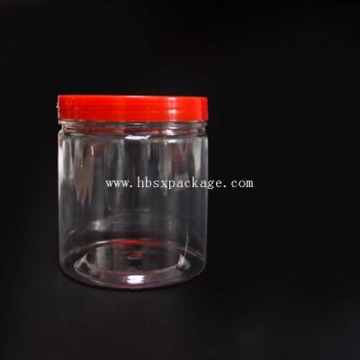 China 250ml/500ml/550ml/600ml/750ml/1000ml Clear Round Plastic PET Gift Jar and can for sale