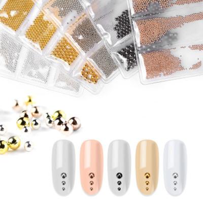 China Shiny Mixed Round Beads Nail Jewelry For Nail Art Decoration for sale