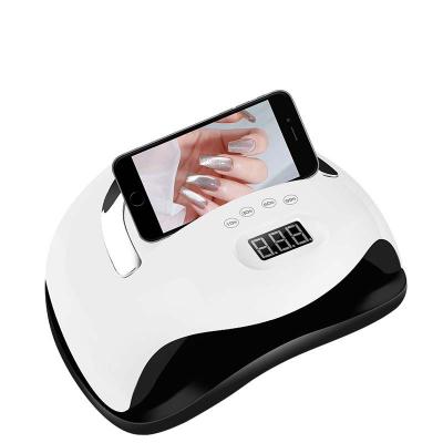 China Hot Selling Fast Drying LED Nail Dryer UV Nail Lamp 168W With Mobile Phone Holder for sale