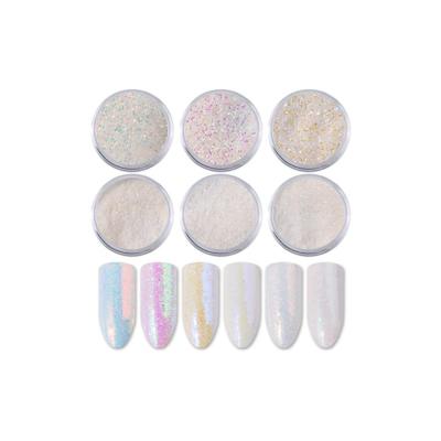 China Easy Apply Professional Nail Art Decoration Super Shining White Fin Nail Powder for sale