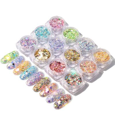 China Easy Apply New Design Magic Nail 12 Color-Mixed Glitter Onion Nail Flashing Powder for sale