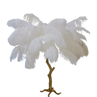 China Zhongshan Modern 2019 Indoor Home Decor Cafe Room Near Table Lamp Ostrich Feather Design Floor Desk Lights Lighting for sale