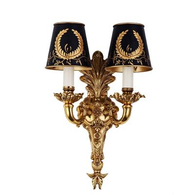 China Vintage Classic Black Shape Wall Sconce Solid Copper Brass Lamp for Hotel Home Villa Design Luxury Fixtures Mount for sale